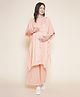 Mine4Nine Rayon Woven Half Batwing Sleeves Solid Maternity Kaftaan Top With Nursing Access & Coordinating Pant Set - Peach