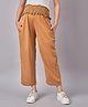 Mine4Nine Rayon Woven Solid Maternity Trousers - Brown