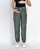 Mine4Nine Rayon Woven Striped & Geometric Printed Maternity Pant - Green