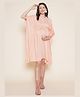 Mine4Nine Rayon Woven Half Batwing Sleeves Solid Maternity Kaftan Dress With Nursing Access - Peach