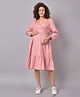 Mine4Nine Rayon Woven Three Fourth Sleeves Floral Printed Maternity Dress - Pink