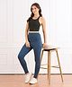 Bella Mama Cotton Elastane Knit Solid Coloured High Coverage Maternity Leggings - Blue
