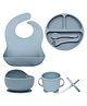 AEREX 6 Pcs Silicone Baby Feeding Sets | Baby Weaning Set | Silicone Suction Plates Solid for Baby & Toddler | Suction Bowl, Cup, Fork, and Spoon Cutlery Set for Babies and Toddlers (Navy Blue)