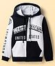 Pine Kids Cotton Knit Full Sleeves Hooded Sweatjacket with Text Print & Kangaroo Pockets - Black