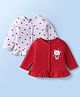 Doodle Poodle 100% Cotton Single Jersey Knit Full Sleeves Front Open Jhablas With Animal Print Pack Of 2 - Red