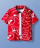 Pine Kids Cotton Knit Half Sleeves Printed Shirt Styled Top With Inner Tee - Red & White