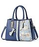 SYGA Women's Cross Border Handbag With Flower Printed large-capacity shoulder messenger bag(Dark Blue)