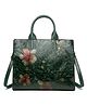 SYGA Women Vintage-Inspired Green Small Square Bag Embossed Floral Zipper Handbag with Chain Accent for Daily Elegance(Green)