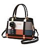 SYGA Women Colorblock Handbag with Dual Handles & Sling Strap  Featuring LOVE Keychain & Faux Fur Charm(Black)