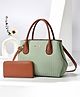 SYGA Pack of 2 Women's Handbag and Clutch Set Stylish Contrast Color Shoulder & Messenger Bag | Elegant Macaron Stitching Design (Green)