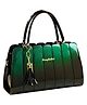 SYGA Elegant Color Contrast Tote Bag Horizontal Square Medium-Soft Handbag with Design for Everyday Use(Dark Green)