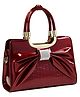 SYGA Women's Tote Bag Stylish Vertical Square Handbag with Bow & Diamond Accents, Medium-Soft, Zipper Closure (Wine Red)
