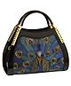 SYGA Women's Peacock Embossed Dumpling Handbag Blue Heart-Shaped Polyester Tote with Zipper Closure (Blue)