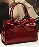 SYGA Women Elegant Glossy Bow Shell Handbag Double Handle PU Tote for Daily Chic(Burgundy)