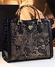 SYGA Women Elegant Embroidered Bamboo Style Tote PU Vertical Square Handbag (Black)