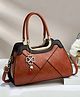 SYGA Women Pillow-Shaped Handbag | Elegant Stitching & Contrast Color Design | Zipper Closure Bag for Daily Use (Brown)