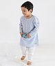 Tiber Taber 100% Cotton Woven Full Sleeves Striped Kurta & Pyjama Set - Blue