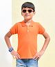 Hrit Cotton Knit Half Sleeves Solid Polo Tee - Orange
