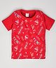 Kiwi Cotton Woven Half Sleeves Skateboard Printed Tee - Red