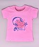 Kiwi Cotton Woven Half Sleeves Headphone Printed Top - Pink