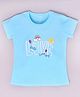 Kiwi Cotton Woven Half Sleeves Love Text Printed Top - Blue
