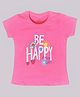Kiwi Cotton Woven Half Sleeves Be Happy Text Printed Top - Pink