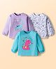 Doodle Poodle 100% Cotton Knit Full Sleeves Dino Printed Tops Pack of 3 - White Light Blue & Lavender