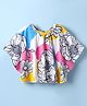 Pine Kids Cotton Knit Half Sleeves Kaftan Style Top With Floral Print - White