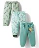 Mini Donuts Interlock Knit Full Length Lounge Pants with Animal Print Pack of 3 - Sea Green Light Green & Turquoise