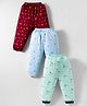 Mini Donuts Interlock Knit Full Length Lounge Pant With Star Print Pack Of 3 - Aqua Sea Green & Red