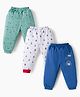 Mini Donuts Interlock Knit Full Length Lounge Pant With Space Theme Print Pack Of 3 - Teal Blue Blue & White