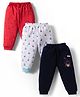 Mini Donuts Interlock Knit Full Length Lounge Pant With Space Theme Print Pack Of 3 - Red White & Navy Blue