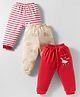 Mini Donuts Interlock Knit Full Length Lounge Pant With Boat Print Pack Of 3 - Pink Light Brown & Beige