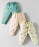 Mini Donuts Interlock Knit Full Length Lounge Pants With Vehicle Print Pack Of 3 - Teal Blue Cream &  Light Yellow