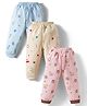 Mini Donuts Interlock Knit Full Length Lounge Pants with Animal & Star Print Pack of 3 - Light Blue Yellow & Pink