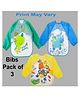 Sparkle Joy Full Sleeves Washable PVC Waterproof Printed Apron/Bibs Pack of 3-(Print May Vary)