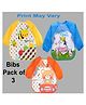 Sparkle Joy Full Sleeves Washable PVC Waterproof Printed Apron/Bibs Pack of 3-(Print May Vary)