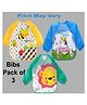 Sparkle Joy Full Sleeves Washable PVC Waterproof Printed Apron/Bibs Pack of 3-(Print May Vary)