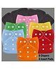 Sparkle Joy Reusable Solid Pocket Cloth Diapers With Inserts Pack of 6 - Multicolour