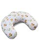 Bonfino Premium Organic Cotton C Shape Feeding Pillow African Safari Print - Green & White| Maintain Feeding Posture| Versatile Use| Delicate on Baby Skin| Washable Cover| Sitting Aid for Toddlers