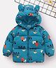 Mark & Mia Full Sleeves Hooded Padded Jacket With Train Print - Blue