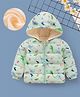 Mark & Mia Full Sleeves Hooded Padded Jacket With Dino Print - Light Green