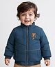 Babyoye Woven Full Sleeves Solid Coloured Padded Jacket With Patch - Navy Blue