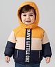 Babyoye Woven Full Raglan Sleeves Hooded Padded Jacket With Text Print - Multi Colour