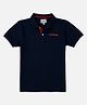 Pepe Jeans Cotton Knit Half Sleeves Solid Polo T-Shirt - Navy Blue