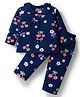 Doodle Poodle Single Jersey Knit Full Sleeves Co-ords Night Suit With Cherry Print - Navy Blue