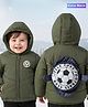 Babyoye Woven Full Sleeves Padded Hooded Jacket With Pockets - Olive Green