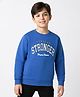 Honeyhap Premium  100% Cotton Knit Full Sleeves Pullover Sweatshirt with Bio Finish & Text Print - Blue Lolite