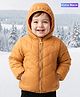 Babyoye Feather Light Full Sleeves Solid Coloured Quilted Hooded Padded Jacket - Mustard (Merge)