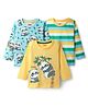 Babyhug 100% Cotton Knit Full Sleeves T-Shirts with Stripes & Panda Print Pack of 3 - Light Blue & Yellow